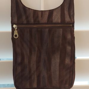 Animal print crossbody bag with gold accents